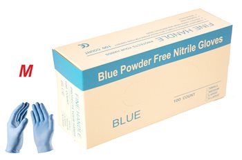 כפפות ניטריל כחולות מידה בינונית - Blue nitrile gloves Medium size